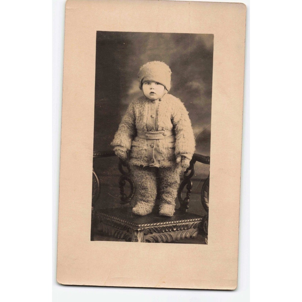RPPC 1925 Radium Studio Chicago IL Child Winter Suit Real Photo Postcard